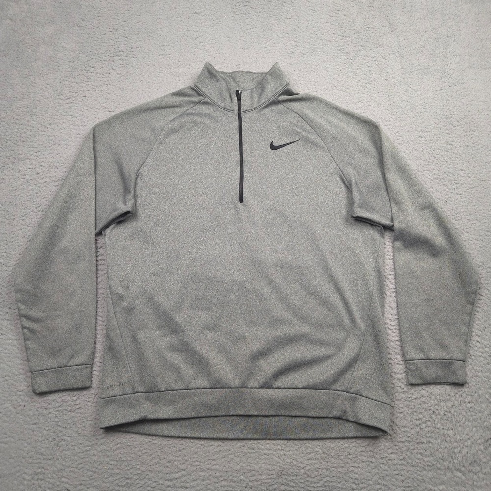 Nike Dri-FIT Quarter Zip Pullover Men XLT Gray Fleece Athletic Training Top